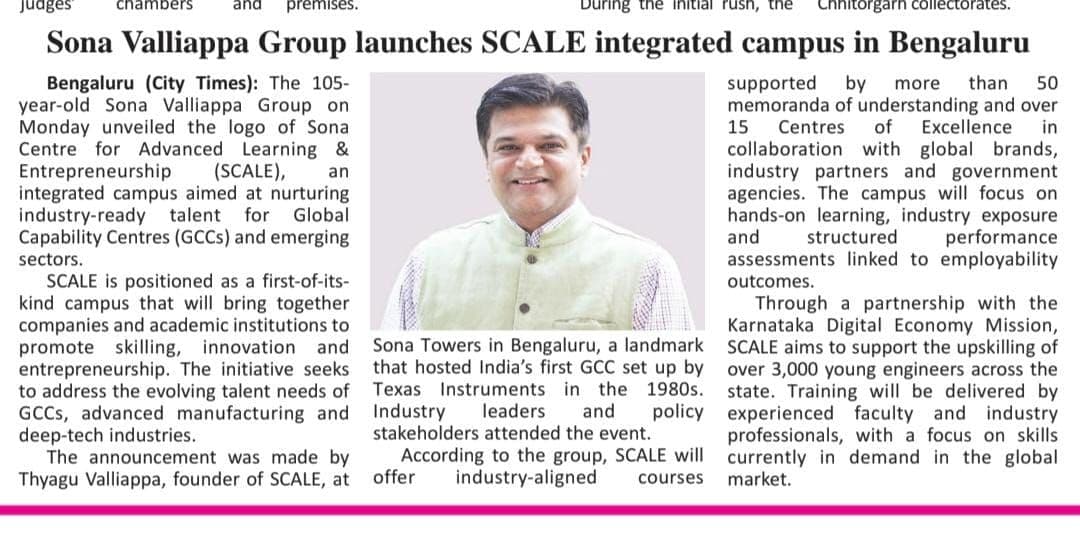 Sona Valliappa Group Unveils SCALE